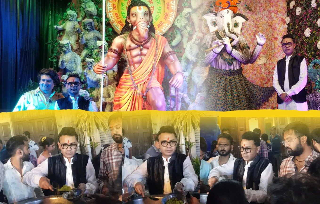 हर्षित सिंघानिया ने रामसागरपारा के विभिन्न गणेश पंडालो के किए दर्शन, किया प्रसाद वितरण