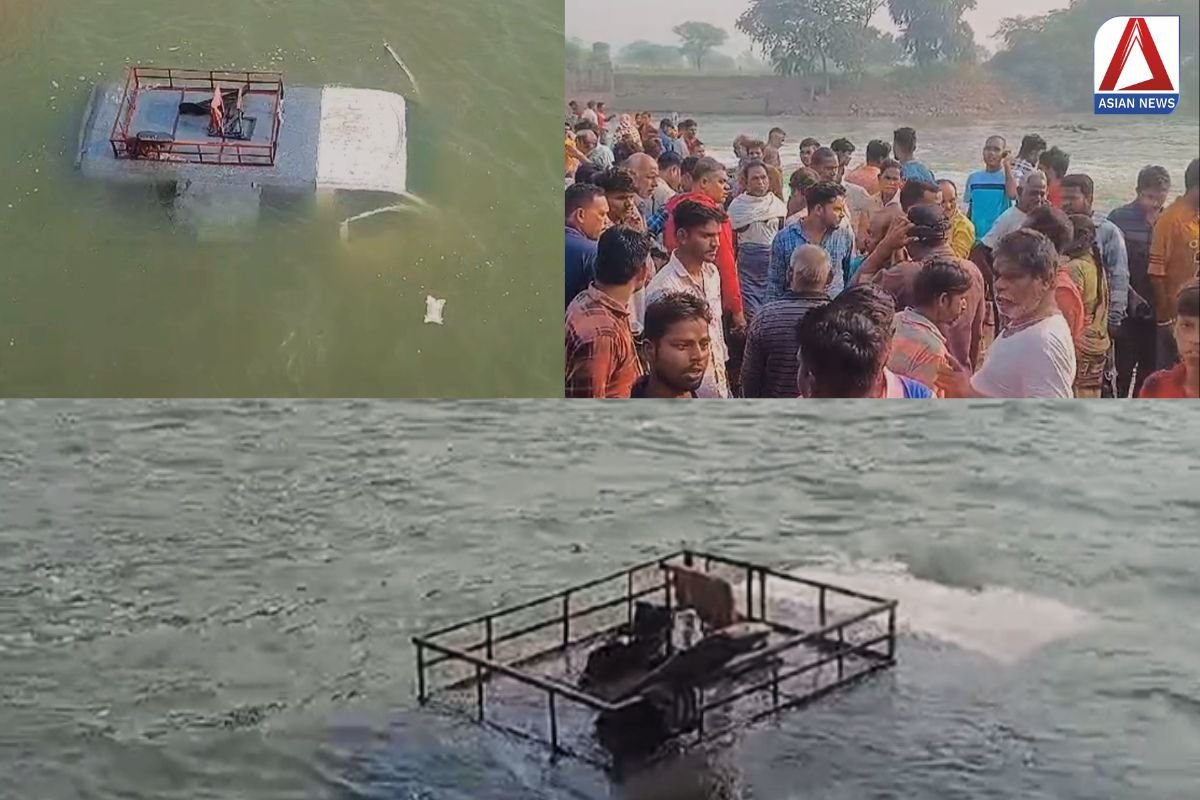 बच्चों से भरी स्कूल वाहन नदी में पलटी.....