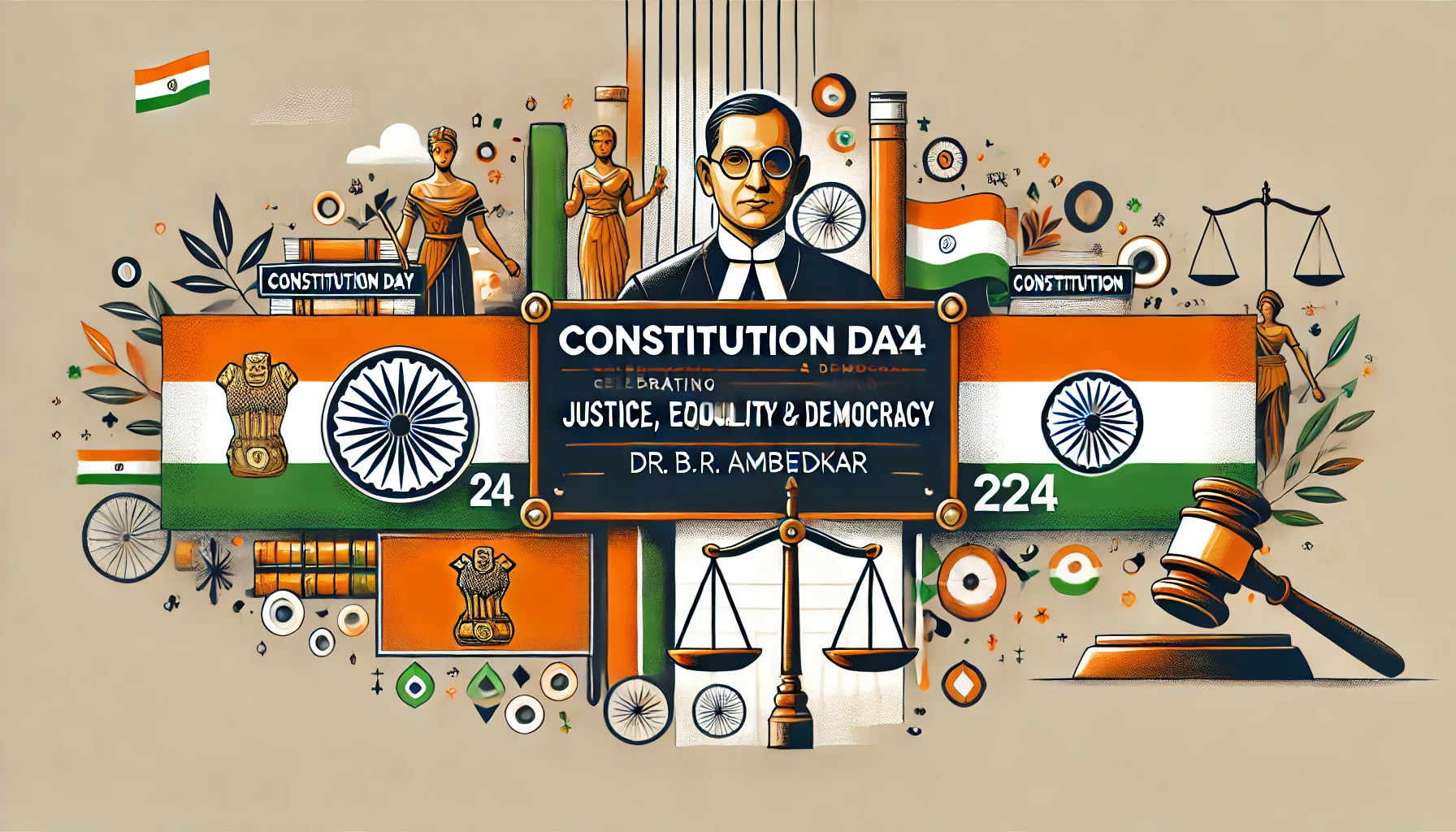 DALL·E 2024-11-25 16.35.12 - A professional and eye-catching rectangular thumbnail for a blog article on Constitution Day. The design should include symbols of justice, equality,