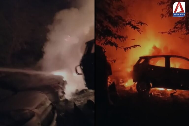 कार कंपनी के यार्ड में खड़ी एक्सीडेंटल कारों में लगी भीषण आग