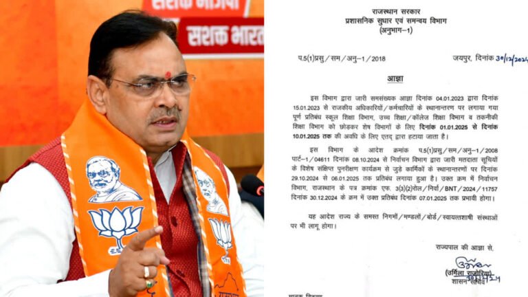 राजस्थान सरकार कर्मचारियों के लिए खुशखबरी : तबादलों से प्रतिबंध हटा....
