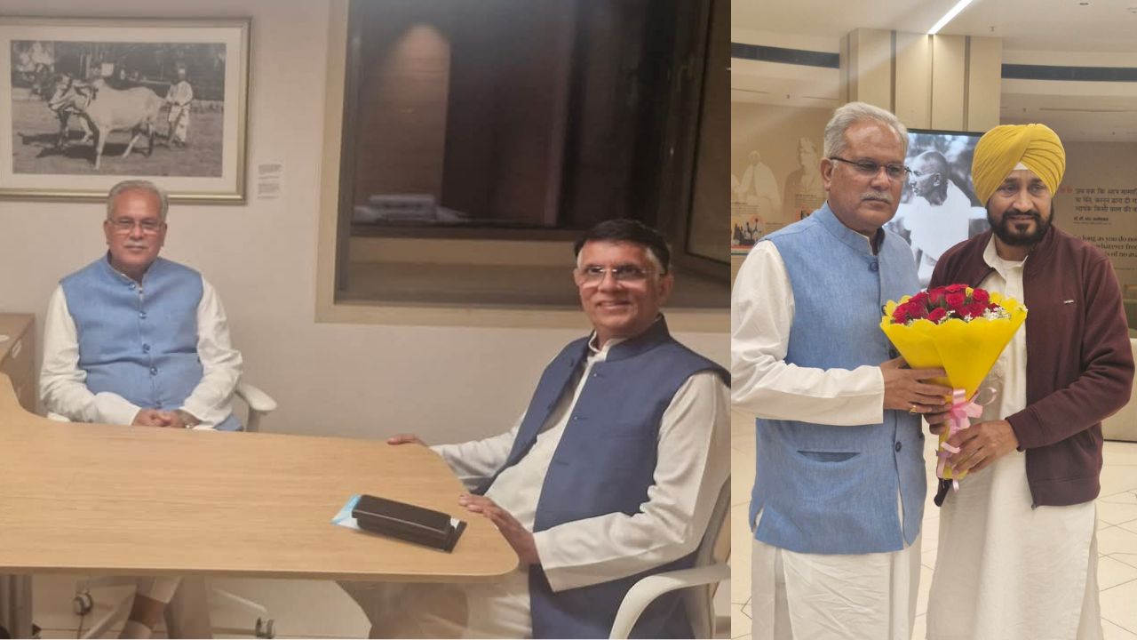 नई दिल्ली कांग्रेस मुख्यालय पहुंचे भूपेश बघेल, पवन खेड़ा और चरणजीत सिंह चन्नी से की मुलाकात....