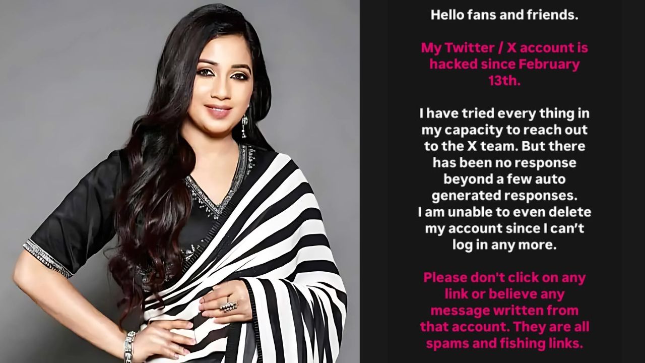 Shreya Ghoshal: बॉलीवुड सिंगर श्रेया घोषाल का X अकाउंट हुआ हैक, अब तक नहीं हुआ रिकवर...