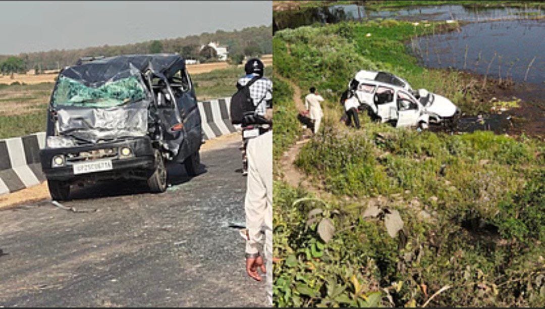 UP News: हाईवे पर भीषण सड़क हादसा, तीन कारों की भिड़ंत में 6 लोग घायल...