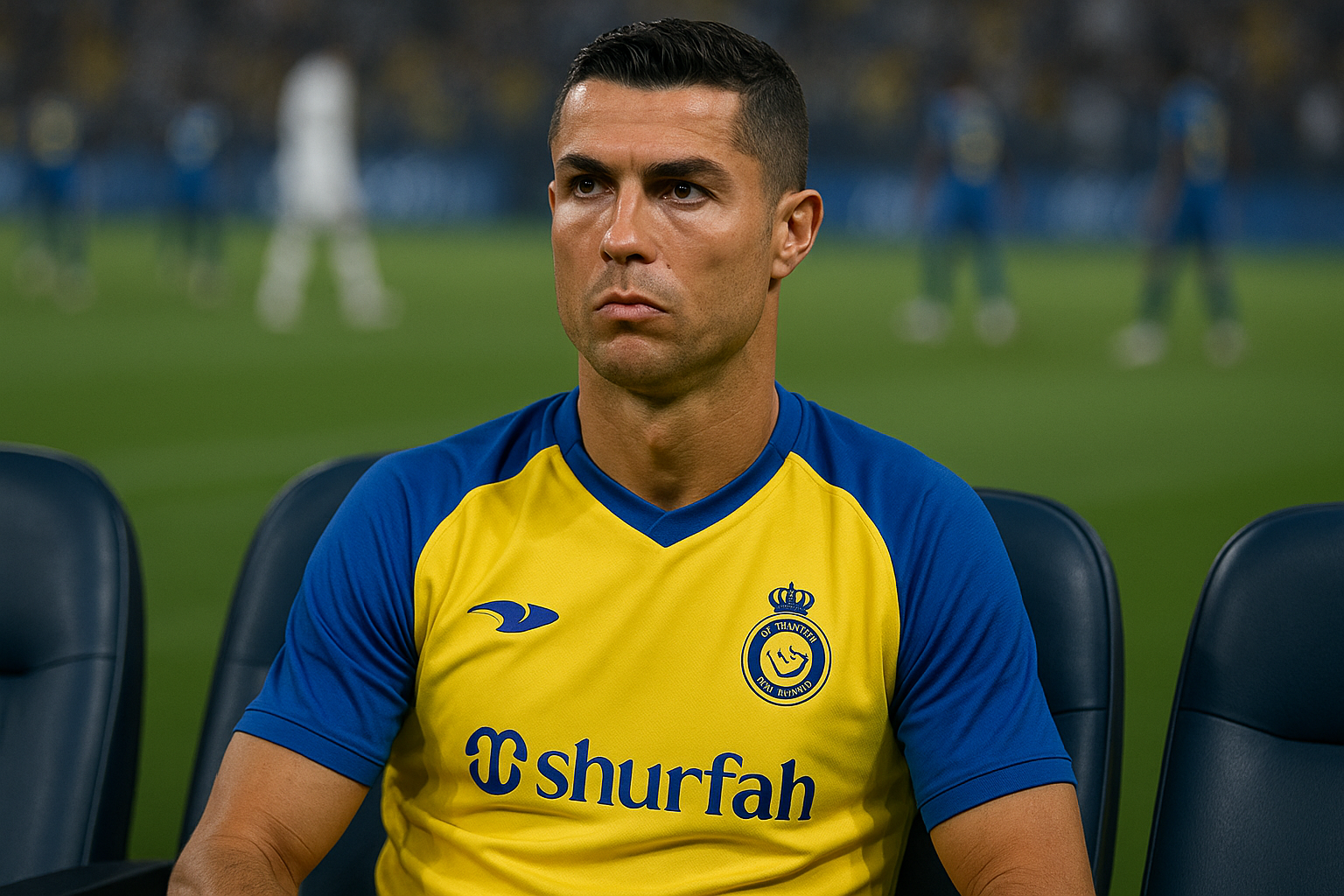 Cristiano Ronaldo watching Al-Nassr vs Al-Taawoun match from the stands