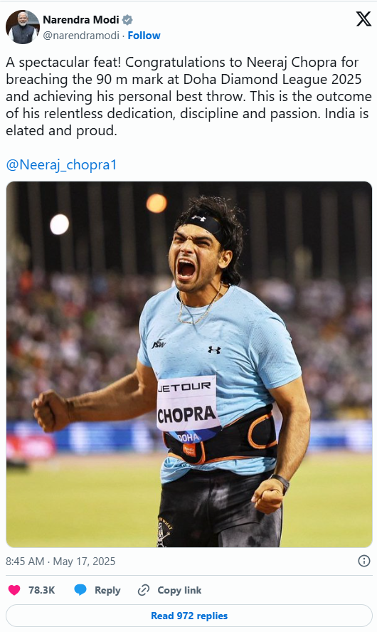 PM Modi on Neeraj