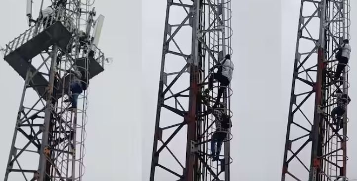 Rajasthan News High voltage drama in Kota! Youth climbed the tower in protest against arrest of Naresh Meena