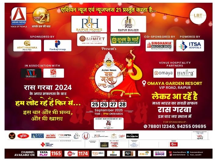 Raas Garba 2025: एशियन न्यूज और न्यूजप्लस 21 के रास गरबा 2025 का काउंटडाउन शुरु, ओमाया गार्डन रिज़ॉर्ट आज से फ्री गरबा वर्कशॉप, नोट कर लें शेड्यूल... हो जाइए तैयार