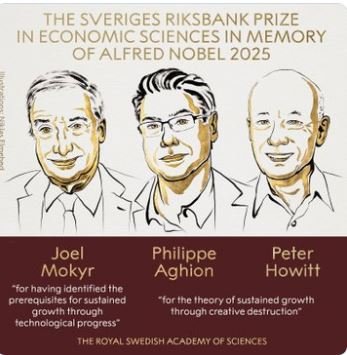 Nobel Prize in Economics announced: जोएल मोकिर, फिलिप अघियन और पीटर हॉविट को मिला अर्थशास्त्र का नोबेल पुरस्कार
