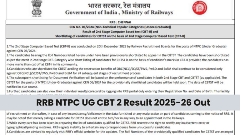 RRB NTPC UG Result