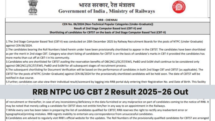 RRB NTPC UG Result