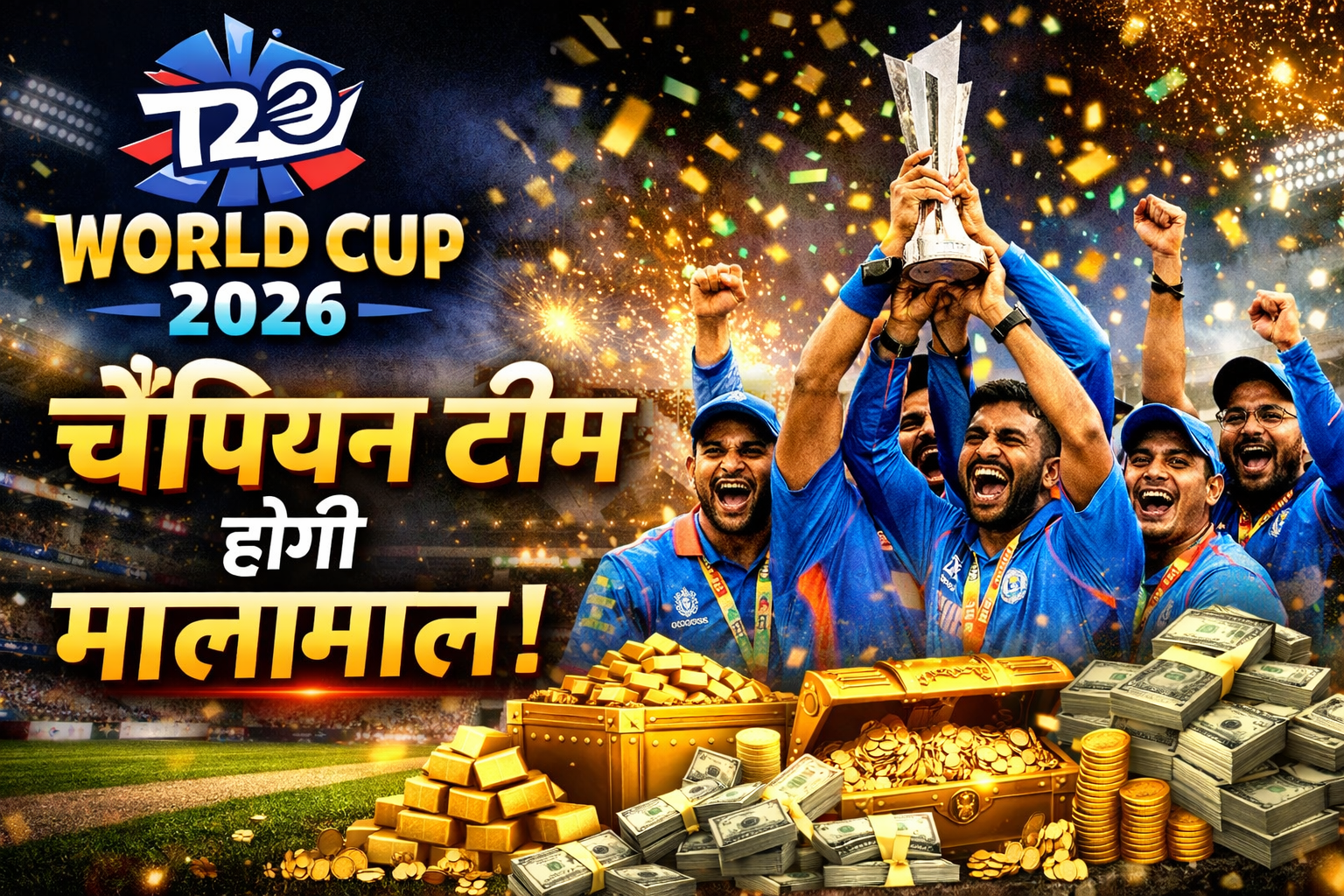 T20 World Cup 2026 में चैंपियन टीम होगी मालामाल, हारने वाली टीम को भी मिलेंगे इतने करोड़ T20 World Cup 2026 में चैंपियन टीम होगी मालामाल, हारने वाली टीम को भी मिलेंगे इतने करोड़