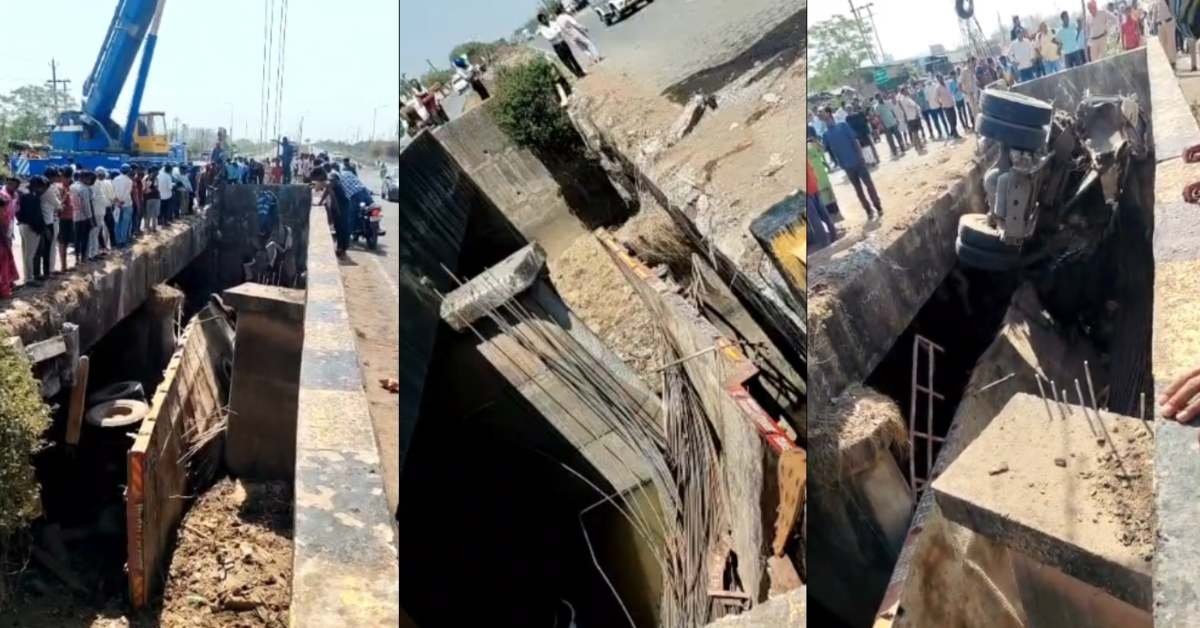 mp-accident-a-truck-loaded-with-iron-rods-fell-into-a-canal-killing-three-on-the-spot-and-removing-bodies-using-a-cutter