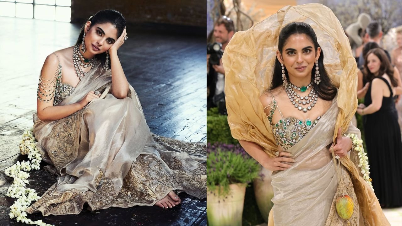 Met Gala 2026 में ईशा अंबानी का जलवा, सोने के धागों की साड़ी, 1800 कैरेट डायमंड ब्लाउज ने खींचा ध्यान