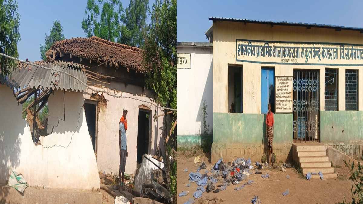 CG News: Elephants wreak havoc in Korba; enter villages at midnight, destroy 3 houses, and destroy crops