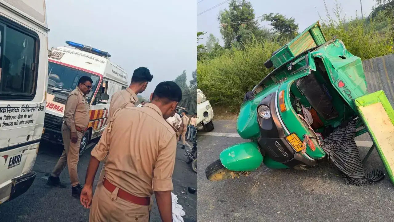 UP Accident : बदायूं में भीषण सड़क हादसा : ट्रैक्टर ने ई-रिक्शा को मारी टक्कर, 6 की मौत, 2 घायल UP Accident : बदायूं में भीषण सड़क हादसा : ट्रैक्टर ने ई-रिक्शा को मारी टक्कर, 6 की मौत, 2 घायल