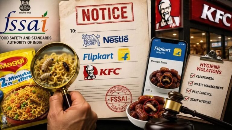 FSSAI Action Notice : खाने में कीड़े मिलने की शिकायतों पर FSSAI का बड़ा एक्शन, नेस्ले, फ्लिपकार्ट और KFC को भेजा नोटिस