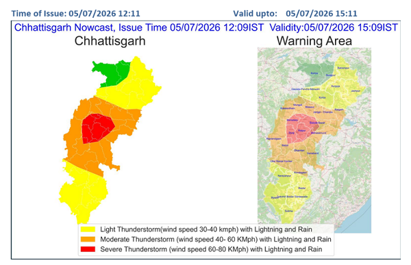 CG Weather News: Raipur faces a 'double attack' of rain; weather enters 'Red Zone' territory due to a Bay of Bengal system; alert issued for heavy rain and thunderstorms.