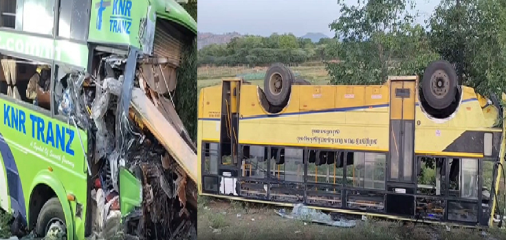 Major Accident: Head-on collision between two buses; 5 dead, 42 injured.