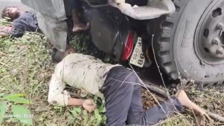 CG Accident: Speeding truck hits motorcycle; two youths killed, one in critical condition.